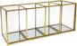 Isaac Jacobs 4-Compartment Organizer- Makeup Brush Holder- Vintage Style Brass and Glass Storage Solution with Mirror Base- Office, Bathroom, Kitchen Supplies and More (Antique Gold)