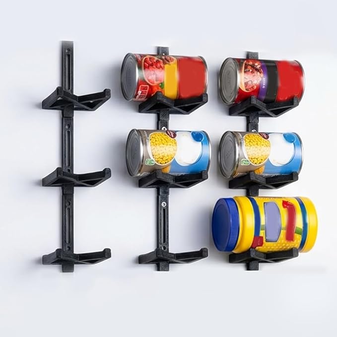 Wall-Mounted Vertical Can Rack Organizer - Holder for Standard 14–16 oz Cans, Space Saving Pantry Storage System for Walls (3PC)