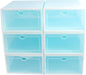 6pcs Thick Stackable Shoes Storage Box Plastic Shoe Container with White Frame Blue for Women Closet Organization