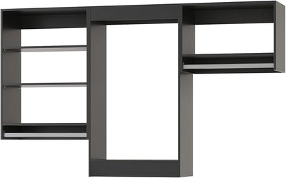 Modular Closet System, 84" Wide Closet Organizer System with Hanging Shelving , Wood Tower Closet Storage for Walk In Closets, Wall Mounted Wardrobe Organizer Kit System, Bedroom, Black