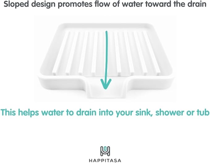 Silicone Soap Dish Tray and Sponge Holder with Drain Chute, Rectangular, Kitchen and Bathroom Sink Organizer (Black, 5.2"x4" (Set of 2), 7.2 Ounces)