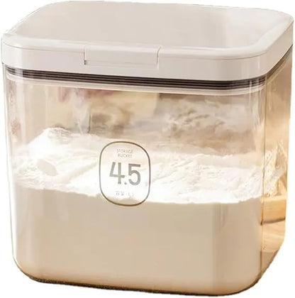 Airtight Rice Storage Bin Flour Storage Container 4.5L/4.75qt, Clear Food Container with Measuring Cup Airtight Lid for Kitchen Pantry Organization and Storage