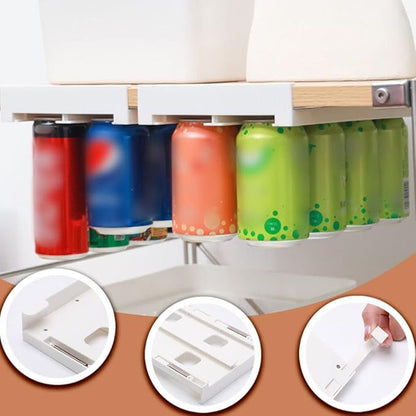 Soda Can Organizer, Refrigerator Stackable Can Holder Drink Dispenser Can Organizer Stacking Can Dispenser Fridge Soda Can Organizer Rack for Pantry, Freezer, Kitchen, Beverage Holder (White)