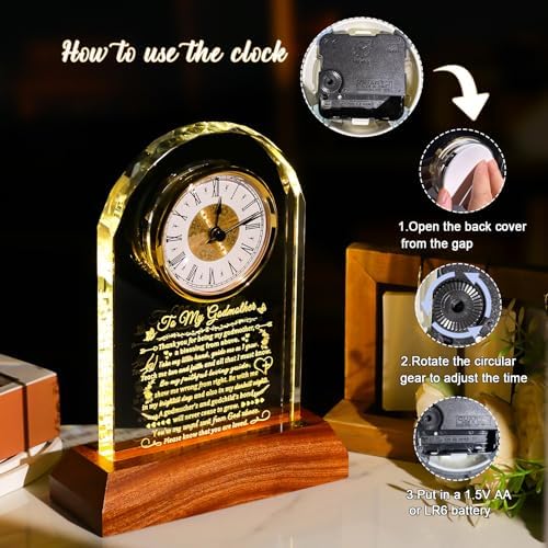 Arikyrist Godmother Gifts from Godchild Glass Clock on Birthday Mothers Day - Image 6