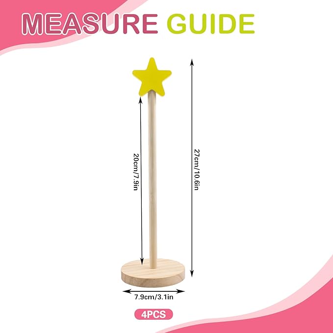 4 PCS Scrunchie Holder Stand, Solid Wood Hair Tie Organizer, Star Shape Vertical Scrunchies Storage Display Tower, Scrunchy Holder for Girls Women, Bathroom Bedroom Decor, 10.3'' Tall