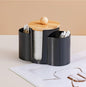 3-in-1 Q-Tip Holder for Bathroom – Premium Vanity Organizer Canister with Dustproof Lid for Cotton Swabs, Balls and Pads, Countertop Storage Container（Black）