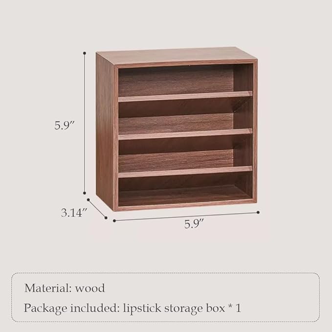 WAYUTO Wooden Lipstick Organizer 4 Level Lipstick Holder Desktop Lip Gloss Organizer Cosmetic Storage Display Essential Oil Holder