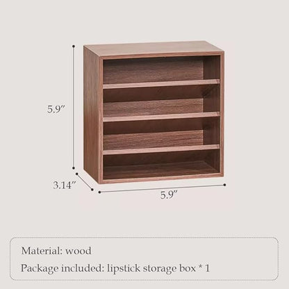 WAYUTO Wooden Lipstick Organizer 4 Level Lipstick Holder Desktop Lip Gloss Organizer Cosmetic Storage Display Essential Oil Holder