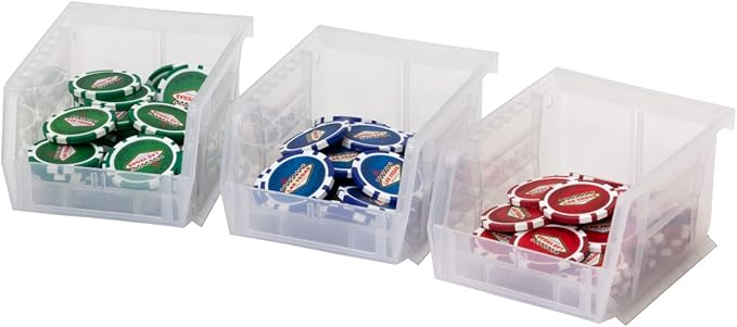 Akro-Mils 30210 AkroBins Plastic Storage Bins,Space-Saving Stackable Bins for Garage,Pantry,Craft Organization,5-Inch x 4-Inch x 3-Inch,Clear,(Pack of 24)