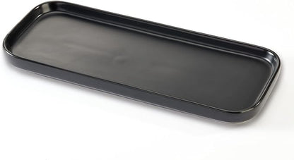 Ceramic Bathroom Tray,Kitchen Sink Organizer Tray,Cosmetics Holder (Black)