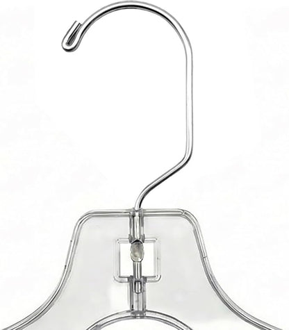 NAHANCO Children’s Plastic Shirt Hangers, Super Heavy Weight - 12" Clear with Long Hook (Pack of 100), Made in USA