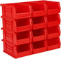 Hudson Exchange 7-1/2" x 4" x 3" (12 Pack) Plastic Stackable Storage Bin and Hanging Container, Red