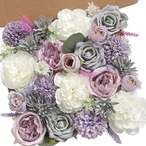 Serra Flora 18Heads Multi Use Artificial Flowers Combo for DIY Centerpieces Arrangements Wedding Bridal Bouquet Table Chair Decor Candle Holder Baby Shower Cake Decor Flower Strips Home Decor by SerraFlora