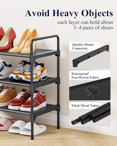 Kitsure Shoe Rack for Closet, Shoe Storage, 27.6" Wide - 3 Tiers, Black - Image 5