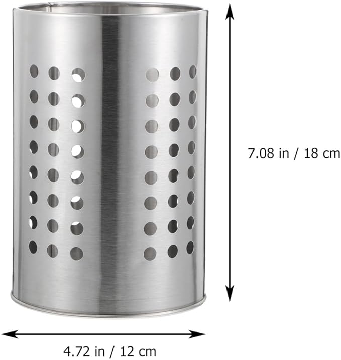 2PCS Stainless Steel Kitchen Utensil Holders for Countertop Spoon Holder Silverware , Chopsticks Holder Spoon and Fork Holder for Restaurant (12 X 12 X 18CM)