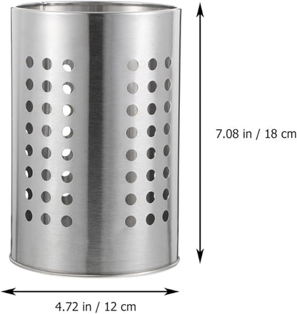 2PCS Stainless Steel Kitchen Utensil Holders for Countertop Spoon Holder Silverware , Chopsticks Holder Spoon and Fork Holder for Restaurant (12 X 12 X 18CM)
