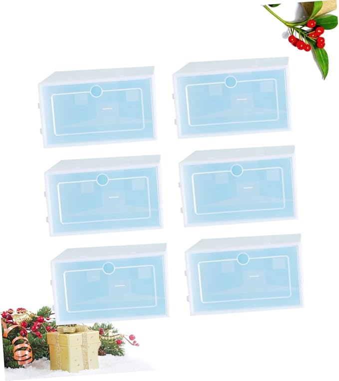 Shoe Container Set 6pcs Stackable Boxes for Shoes Large Size Clear Plastic Home Office Storage Solution