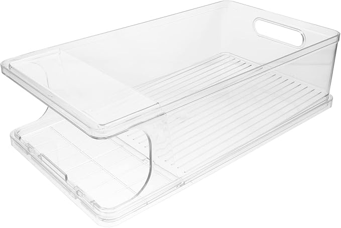 Levemolo Refrigerator Can Organizer Bin Stackable Rolling Beverage Holder for Easy Access Space-saving Drink Storage for Cans and Bottles for Fridges Pantries and Cabinets