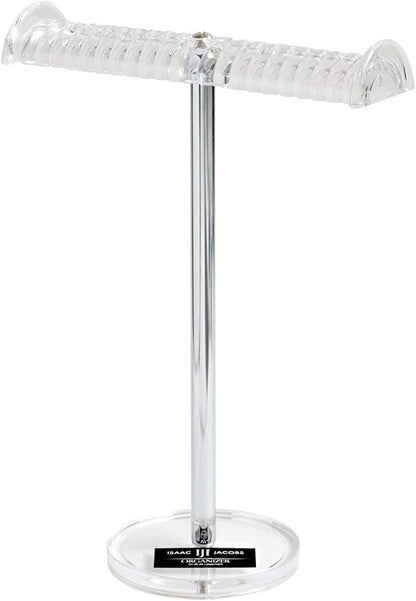 Isaac Jacobs Clear Acrylic Necklace & Bracelet Holder (8” inch T-Bar)– Hanging Chain and Bangles Organizer Sleek & Sturdy Stand for Jewelry – Storage Solution- Bedroom- Bathroom – Countertop