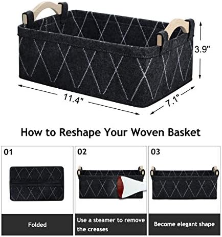 Gray Storage Baskets Bin Empty Basket Foldable Fabric Storage Cubes for Desks Drawers Shelves Pantry Cabinet Bathroom Office Sturdy Home Decor - Image 7