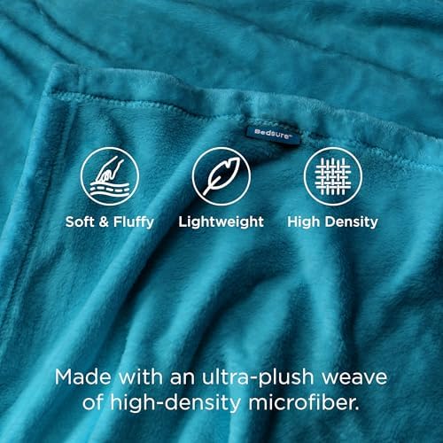 Bedsure GentleSoft Twin XL Fleece Blanket Dorm Bedding - Lightweight Soft Cozy Blankets for Bed, Sofa, Couch, Travel, Camping, Teal Blue, 66"x90" - Image 4