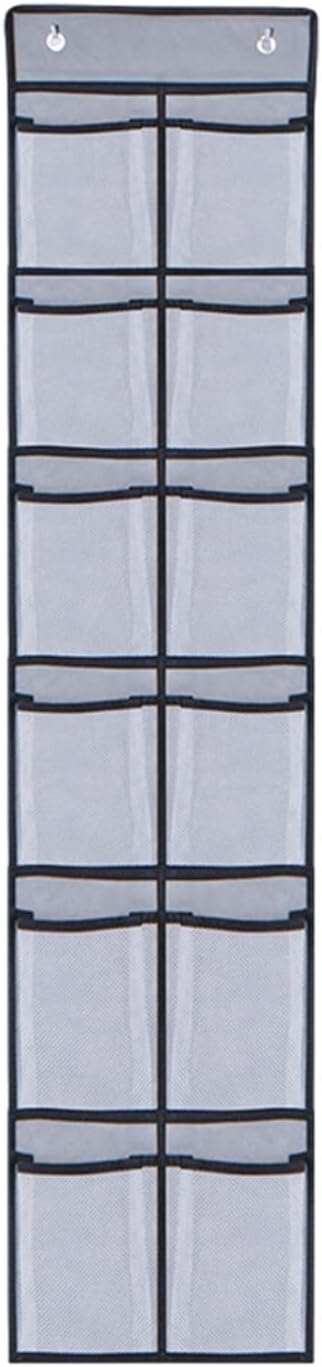 Generic Over The Door Shoe Organizers, 2024 New 12 Large Pockets Hanging Shoe Organizer, Shoe Rack for Closet Entryway Bedroom Bathroom Pantry Shoe Holder, 2 Metal Hook, Grey