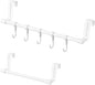 INCREWAY 2Sets Towel Holder, Over Cabinet Door Towel Rack with Hooks, Multi-Purpose Kitchen Towels Rack and Hanger Organizer for Sink Bathroom Pantry Door (White)