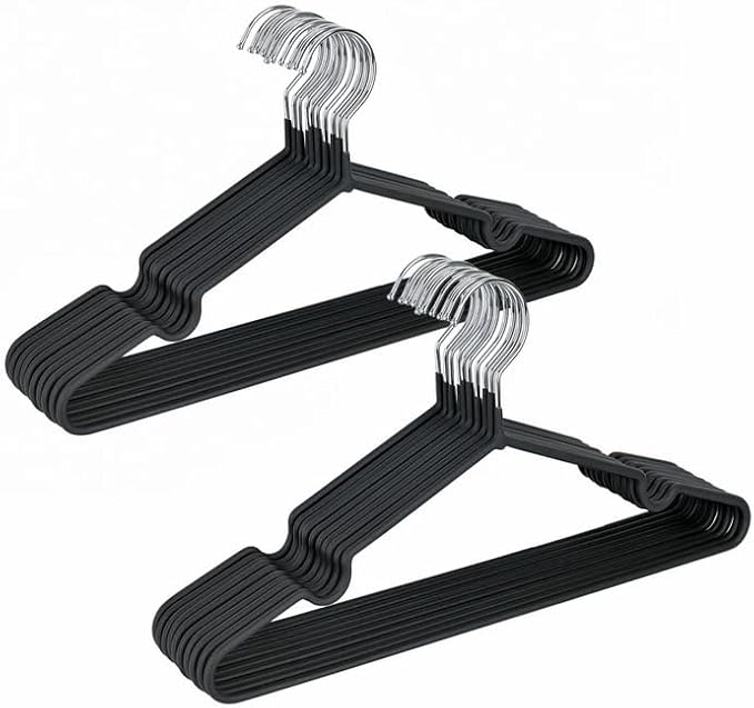 30-Pack AZhause Heavy Duty Black Matte Rubber Coated Non Slip Clothing Hangers for All Clothes, 0.2 inch Diameter, Extra Strong, Non Slip Adult Hangers (30-Pack)
