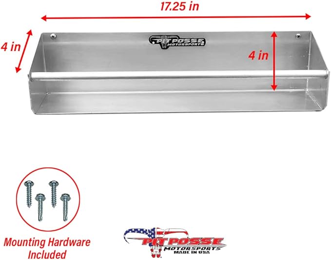 Pit Posse 465 Tie Down Hanger Holder Aluminum Wall Mount Rack Shelf for Race Trailer Garage Shop Storage Organizer- Made in USA-Holds Tie Downs, Ratchet Straps, Bungee Cords, Aerosol Cans, Oils