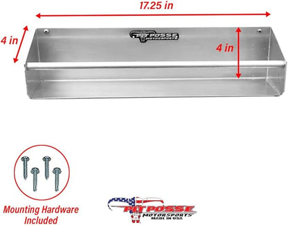 Pit Posse 465 Tie Down Hanger Holder Aluminum Wall Mount Rack Shelf for Race Trailer Garage Shop Storage Organizer- Made in USA-Holds Tie Downs, Ratchet Straps, Bungee Cords, Aerosol Cans, Oils