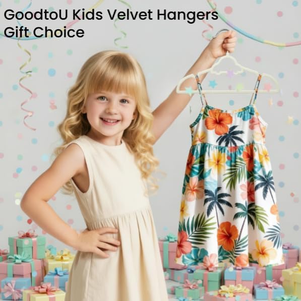 GoodtoU 50 Pack Velvet Baby Hangers, 12.8 Inch Non-Slip Toddler Clothes Hangers, for Infant Coats, Dresses & Pants, White - Car