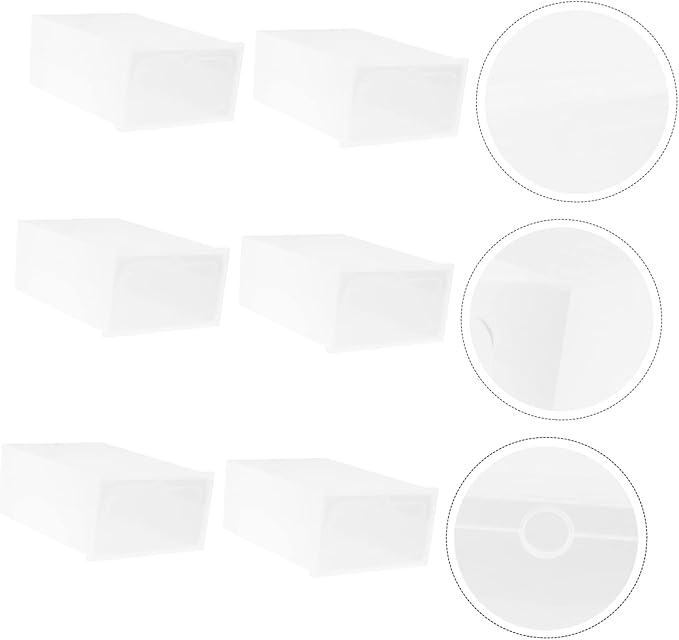 6pcs Stackable Transparent Shoe Storage Boxes Plastic Organizer for Shoes Large White Closets Entryways and Bedrooms