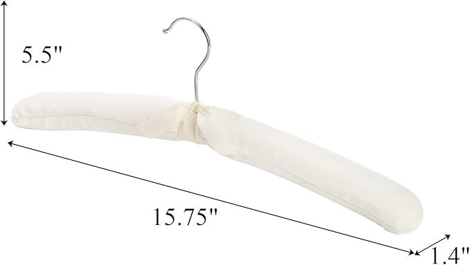 Tosnail 12 Pack Fabric Padded Hangers, Foam Padded Wedding Dress Hangers for Coat, Blouse, Sweaters, Bride Dress, Clothes - White