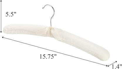 Tosnail 12 Pack Fabric Padded Hangers, Foam Padded Wedding Dress Hangers for Coat, Blouse, Sweaters, Bride Dress, Clothes - White