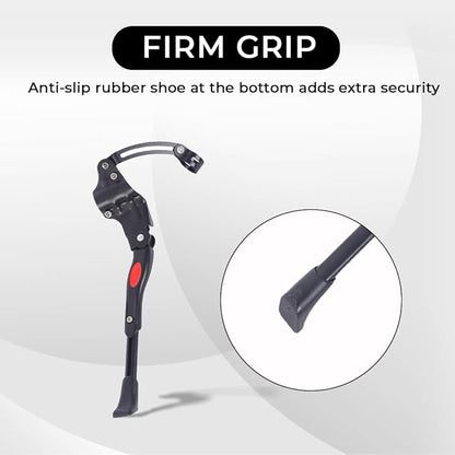Endless EL1056 Cycle Stand can Adjustable Between 24-29 Inch | Black | Material : Aluminium Alloy Bike Side Kickstand with Double Nut | for All Types Cycles or Bikes