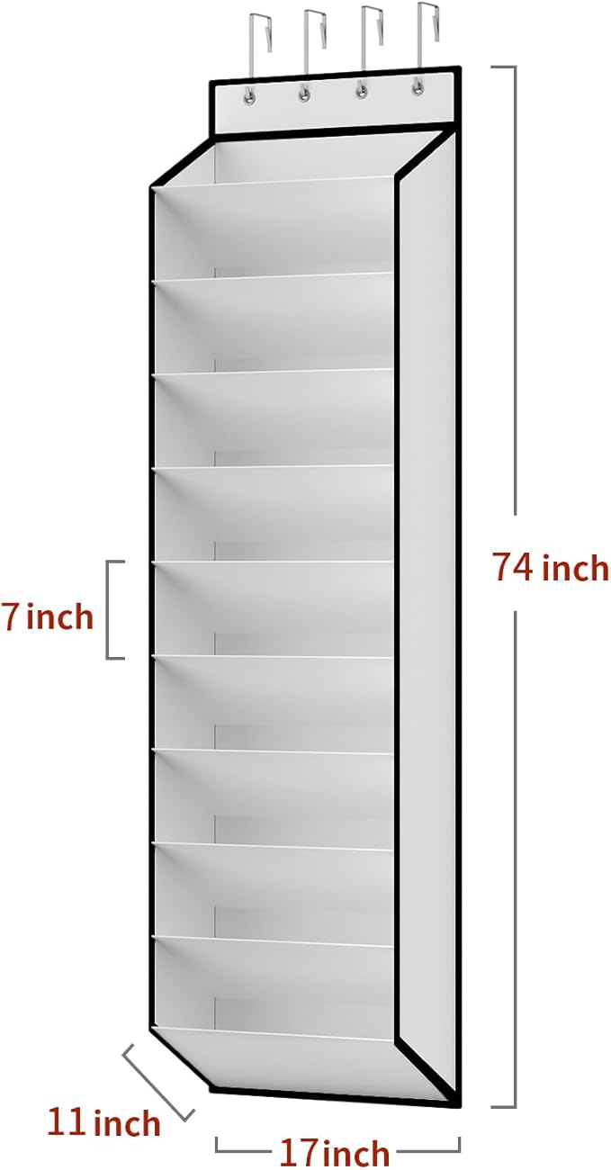 KEEPJOY 10 Tiers White Over Door Shoe Organizer Storage, Hanging Shoe Holder for Door with Large Deep Pockets, Fit 20-30 Pairs Shoe Rack for Sneakers, Boots (White)