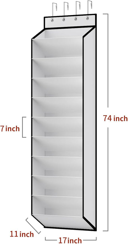 KEEPJOY 10 Tiers White Over Door Shoe Organizer Storage, Hanging Shoe Holder for Door with Large Deep Pockets, Fit 20-30 Pairs Shoe Rack for Sneakers, Boots (White)