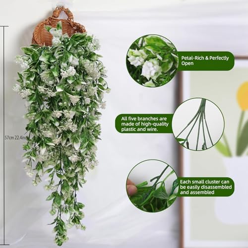 Toprooms Artificial Hanging Flowers UV Resistant Vines Ivy Outdoor Decor - Image 4