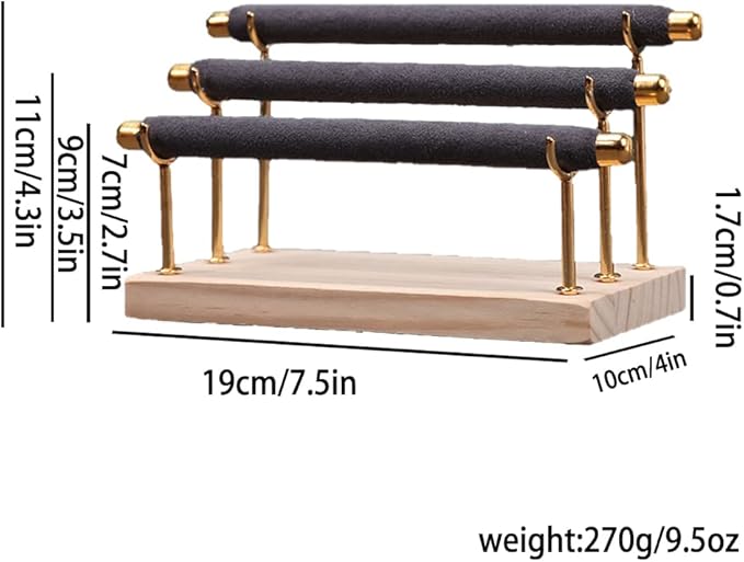 Magik 1-2 Ring Display Holder Detachable Tier Rack Jewelry Storage Organizer Tower (3 Layers, Gray)