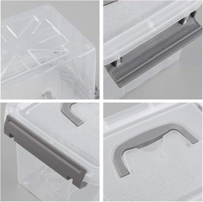 Pekky 3.5 Quart Clear Plastic Bins, Plastic Small Handle Storage Box, 6 Packs(Gray)