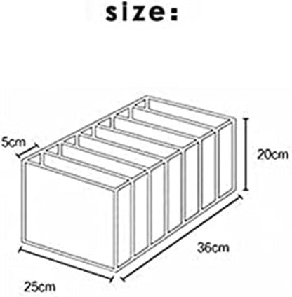 7 Grids Washable Wardrobe Clothes Organizer,Clothing Storage Bins,Drawer Organizer for Clothing,Drawer Dividers for Clothes, Mesh Separation Box for Underwear, Socks, Scarves, Jeans