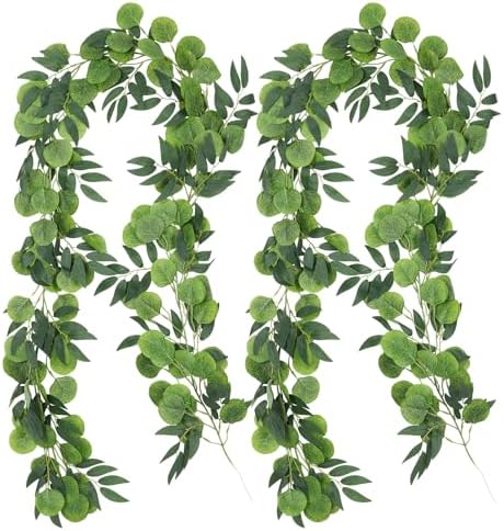 RECUTMS Artificial Silk Eucalyptus Vine Garland with Willow Leaves 2P 6Ft by RECUTMS