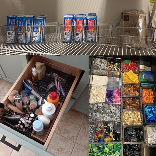 1 Pack Storage Organizer Bins, Plastic Bins Desk Organizer Containers with 4 Slots for Pantry, Kitchen, Fridge, Cabinet Packets, Snacks, Shelves, Pouches, Spice Packets - Image 5
