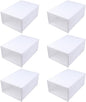 6pcs Stackable Plastic Shoe Boxes 33x24x14cm with Dustproof Flip- Design for Men’s Shoe Storage and Closet Organization