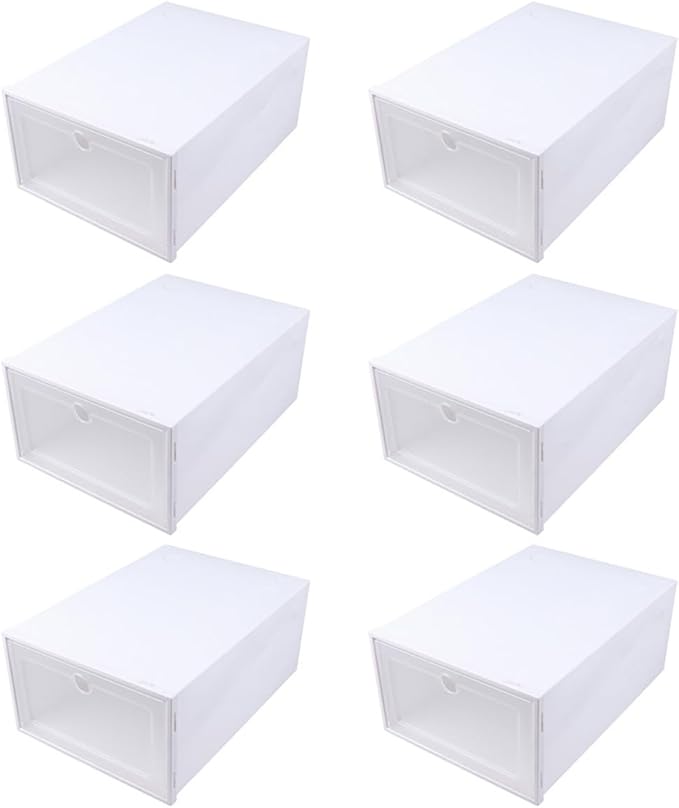 Wakauto 6pcs Transparent Stackable Shoe Boxes Space-saving Organizer with Breathable Design for Closet Storage and Easy Shoe Identification Plastic Containers for Men S