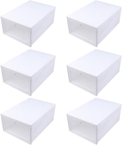 Wakauto 6pcs Transparent Stackable Shoe Boxes Space-saving Organizer with Breathable Design for Closet Storage and Easy Shoe Identification Plastic Containers for Men S
