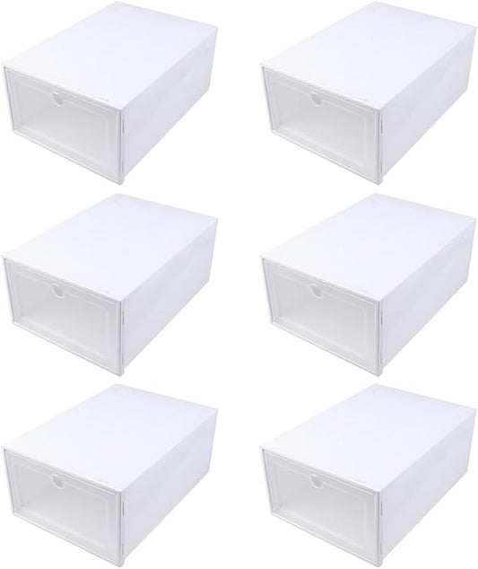 Wakauto 6pcs Transparent Stackable Shoe Boxes Space-saving Organizer with Breathable Design for Closet Storage and Easy Shoe Identification Plastic Containers for Men S