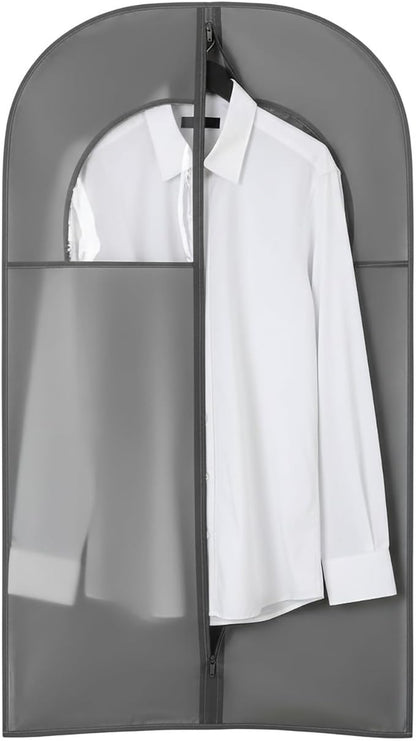 Kimmama Dress Bags for Gowns, Garment Bags for Hanging Clothes, Garment Protector Cover for Wedding Dress, Suit, Dance Costumes, Coat, PEVA, Grey, 23.6" x 43.3"