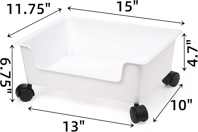 Noamus 3 Pack Under Bed Storage, Underbed Toys Storage Containers with Wheels, Plastic Bedroom Storage Organization, Under Bed Storage Bins Drawer For Clothes Blankets Shoes Books, White