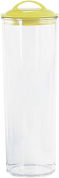 Reston Lloyd Tall Clear Spaghetti Pasta Storage Canister Container with Airtight Lid BPA Free for Kitchen Pantry Organization, Lemon